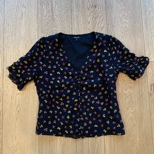 Madewell Floral Short Sleeve Blouse